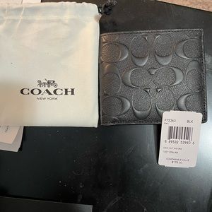 Coach mens black wallet with coin slot